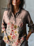 Women’s Vintage Flower Art Print Casual Cotton And Linen Shirt Multicolor / S