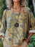 Women’s Vintage Flower Art Print Casual Cotton And Linen Shirt Multicolor / S