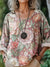 Women’s Vintage Flower Art Print Casual Cotton And Linen Shirt Multicolor / S