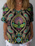 Women’s Vintage Flower Art Print Casual Cotton And Linen Shirt Multicolor / S