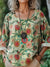 Women’s Vintage Flower Art Print Casual Cotton And Linen Shirt Multicolor / S