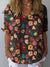 Women’s Vintage Flower Art Print Casual Cotton And Linen Shirt Multicolor / S