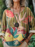 Women’s Vintage Flower Art Print Casual Cotton And Linen Shirt Multicolor / S