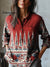 Women’s Vintage Flower Art Print Casual Cotton And Linen Shirt Multicolor / S