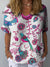 Women’s Vintage Flower Art Print Casual Cotton And Linen Shirt Multicolor / S