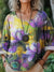 Women’s Vintage Flower Art Print Casual Cotton And Linen Shirt Multicolor / S