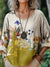 Women’s Vintage Flower Art Print Casual Cotton And Linen Shirt Multicolor / S