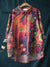 Women’s Vintage Flower Art Print Casual Cotton And Linen Shirt Multicolor / S