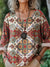 Women’s Vintage Flower Art Print Casual Cotton And Linen Shirt Multicolor / S