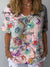 Women’s Vintage Flower Art Print Casual Cotton And Linen Shirt Multicolor / S