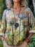 Women’s Vintage Flower Art Print Casual Cotton And Linen Shirt Multicolor / S