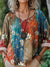 Women’s Vintage Flower Art Print Casual Cotton And Linen Shirt Multicolor / S