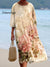 Women’s Vintage Flower Art Print Flowy Cotton Crew Neck Dress Multicolor / S