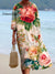 Women’s Vintage Flower Art Print Flowy Cotton Crew Neck Dress Multicolor / S