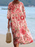 Women’s Vintage Flower Art Print Flowy Cotton Crew Neck Dress Multicolor / S