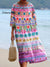 Women’s Vintage Flower Art Print Flowy Cotton Crew Neck Dress Multicolor / S