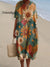 Women’s Vintage Flower Art Print Flowy Dress Multicolor / S