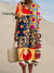 Women’s Vintage Flower Art Print Flowy Dress Multicolor / S