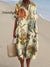Women’s Vintage Flower Art Print Flowy Dress Multicolor / S
