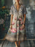 Women’s Vintage Flower Art Print Pocket Cotton Dress Multicolor / S