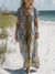 Women’s Vintage Flower Art Print Pocket Cotton Dress Multicolor / S