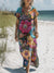 Women’s Vintage Flower Art Print Pocket Cotton Dress Multicolor / S