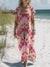 Women’s Vintage Flower Art Print Pocket Cotton Dress Multicolor / S