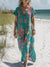 Women’s Vintage Flower Art Print Pocket Cotton Dress Multicolor / S