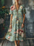 Women’s Vintage Flower Art Print Pocket Cotton Dress Multicolor / S