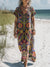 Women’s Vintage Flower Art Print Pocket Cotton Dress Multicolor / S
