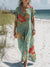 Women’s Vintage Flower Art Print Pocket Cotton Dress Multicolor / S