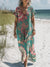 Women’s Vintage Flower Art Print Pocket Cotton Dress Multicolor / S