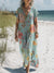 Women’s Vintage Flower Art Print Pocket Cotton Dress Multicolor / S