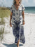 Women’s Vintage Flower Art Print Pocket Cotton Dress Multicolor / S