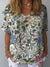 Women’s Vintage Flowers Art Print Casual Cotton And Linen Shirt Multicolor / S