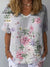 Women’s Vintage Flowers Art Print Casual Cotton And Linen Shirt Multicolor / S