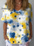 Women’s Vintage Flowers Art Print Casual Cotton And Linen Shirt Multicolor / S