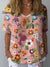 Women’s Vintage Flowers Art Print Casual Cotton And Linen Shirt Multicolor / S