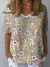 Women’s Vintage Flowers Art Print Casual Cotton And Linen Shirt Multicolor / S