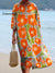 Women’s Vintage Flowers Art Print Flowy Cotton Crew Neck Dress Multicolor / S
