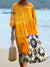 Women’s Vintage Flowers Art Print Flowy Cotton Crew Neck Dress Multicolor / S