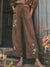 Women’s Vintage Flowers Art Printed Cotton And Linen Casual Pants Multicolor / S