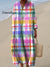 Women’s Vintage Geometric Line Art Print Cotton Dress Multicolor / S