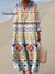 Women’s Vintage Geometric Pattern Art Print Cotton Dress Multicolor / S