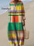 Women’s Vintage Geometric Pattern Art Print Cotton Dress Multicolor / S