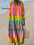 Women’s Vintage Geometric Pattern Art Print Cotton Dress Multicolor / S