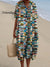 Women’s Vintage Geometric Pattern Art Print Flowy Cotton Dress Multicolor / S