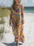 Women’s Vintage Geometric Pattern Art Print Pocket Cotton Dress Multicolor / S