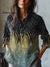 Women’s Vintage Gradient Art Print Casual Cotton And Linen Shirt Multicolor / S