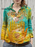 Women’s Vintage Love and Peace Flower Art Print Casual Cotton And Linen Shirt Multicolor / S